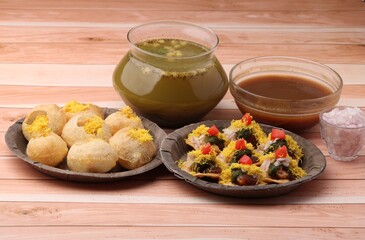 Bombay chat food golgappa/panipuri and sev-poori