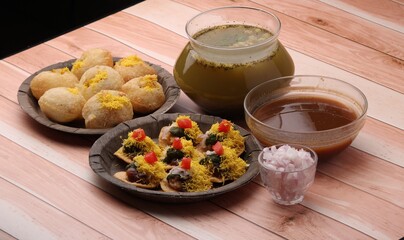 Bombay chat food golgappa/panipuri and sev-poori