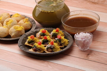 Bombay chat food golgappa/panipuri and sev-poori