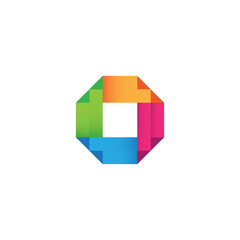 Obraz premium Hexagon Logo - element perspective geometric abstract design vector line art geometry shape grid mosaic finance business