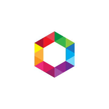 Hexagon Logo - element perspective geometric abstract design vector line art geometry shape grid mosaic finance business