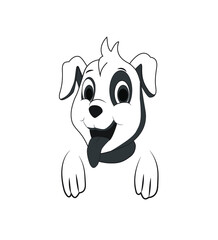 friendly happy black & white dog line art vector