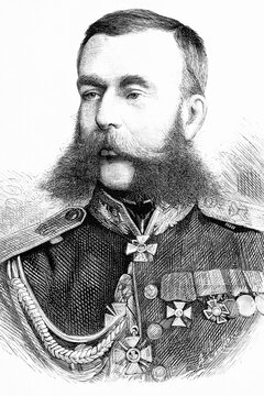 Mikhail Dmitriyevich Skobelev. Russian general. 1843-1882. Antique illustration. 1882.