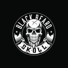 beard skull badge illustration