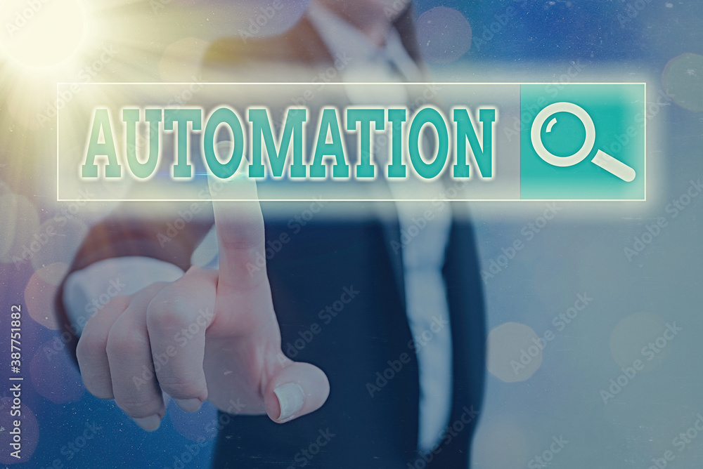 Poster conceptual hand writing showing automation. concept meaning automatically controlled operation of an