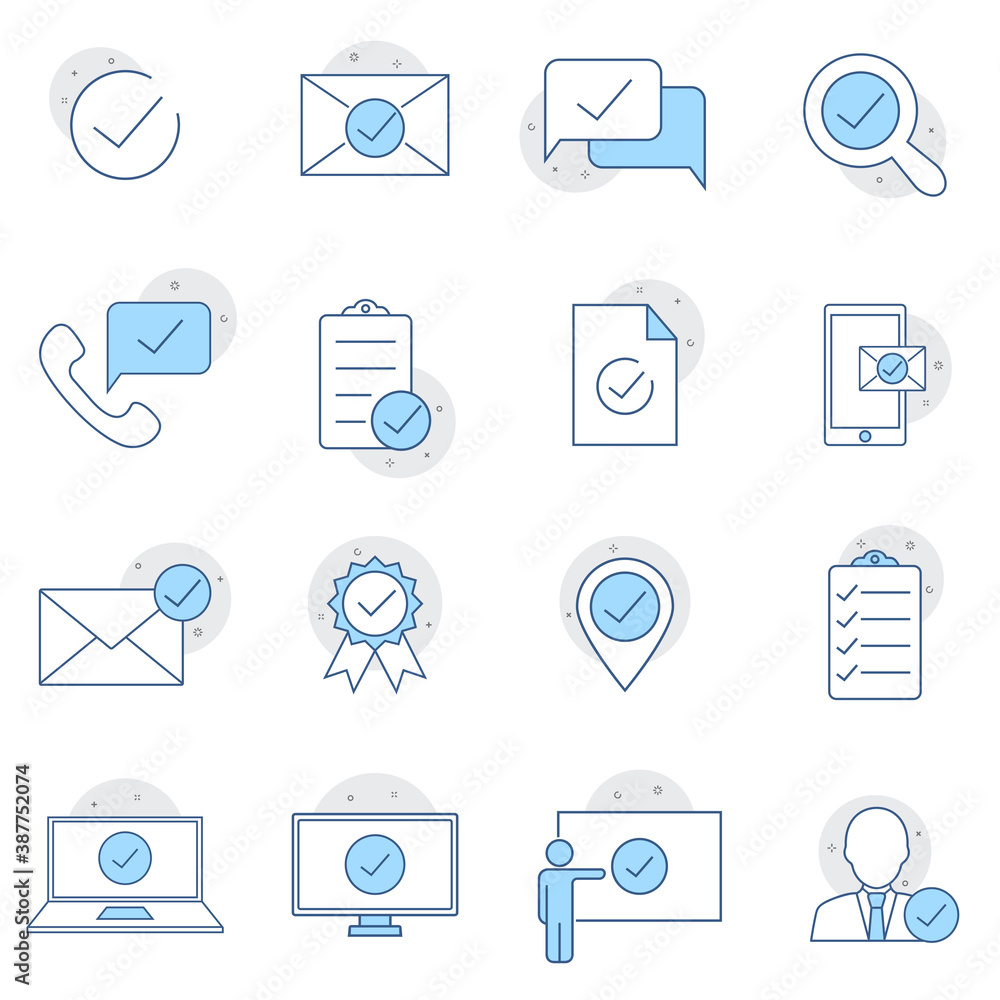 Poster simple set of approve related vector line icons. contains such icons as inspector, stamp, check list