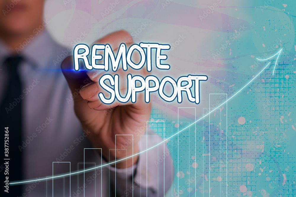 Poster conceptual hand writing showing remote support. concept meaning type of secure service, which permit
