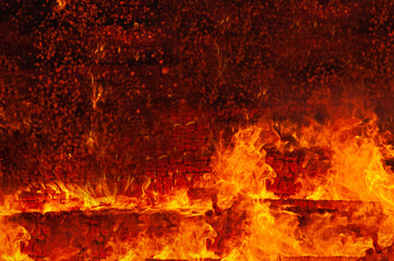 Firestorm. Burning fire flame conflagration. Abstract  texture for banner background