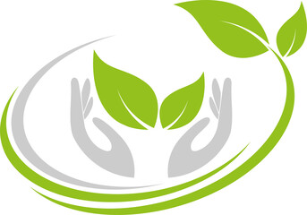 Blätter, Pflanze, Hände, Heilpraktiker, Logo