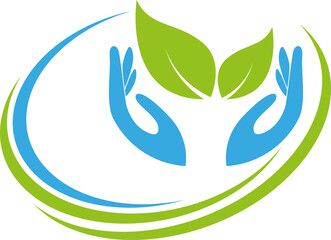 Blätter, Pflanze, Hände, Heilpraktiker, Logo