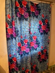 beautiful curtain with flowers