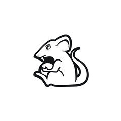 Mouse playing with ball logo mascot illustration - cartoon character posing rat little domestic animal vector mammal cute tail fun funny young zoo laboratory standing cheese