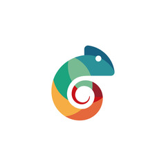 Chameleon logo silhouette - animal reptile lizard green wildlife vector cartoon exotic mascot camouflage creature pet dragon zoo iguana tail