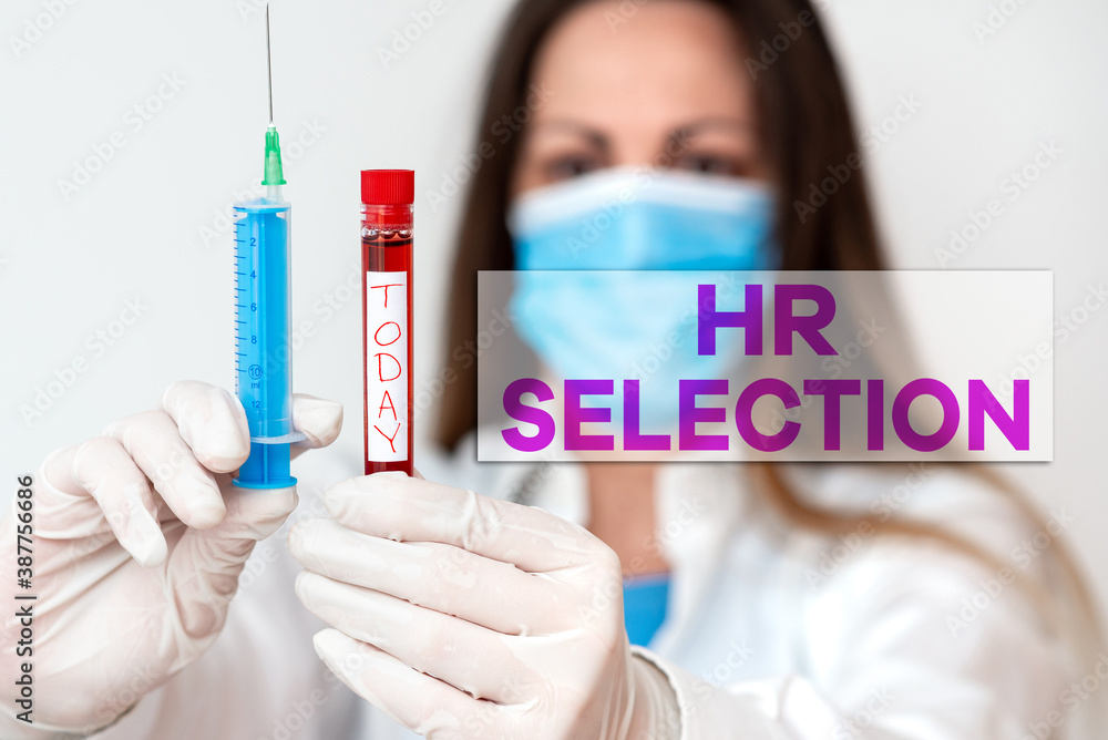 Poster conceptual hand writing showing hr selection. concept meaning process and approached by resources wh