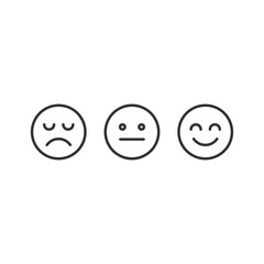 Happy, disappointing and straight emojis icon isolated on white background. Feedback symbol modern, simple, vector, icon for website design, mobile app, ui. Vector Illustration
