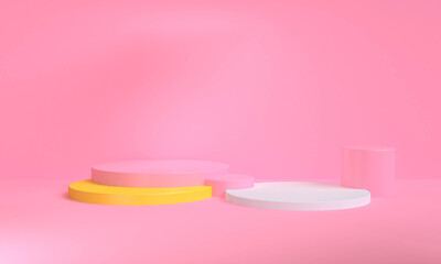 Geometric shape scene minimal style , 3d rendering.