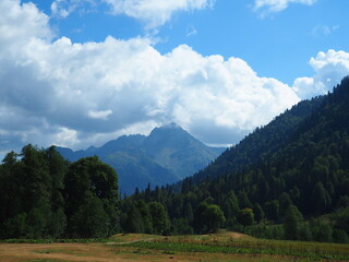 Fototapeta premium Mountains in the Republic of Abkhazia. Beautiful nature and mountain peaks in Abkhazia