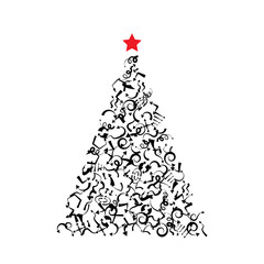 Fototapeta na wymiar Christmas Tree Shape Made of Arrow Icons