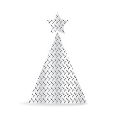 Christmas Tree Shape Made of Metal Flooring Texture