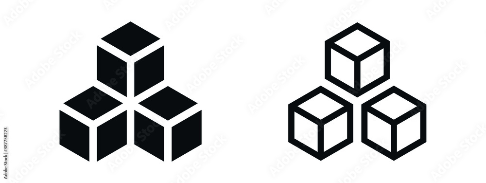 Poster cubic building icon, cube symbol