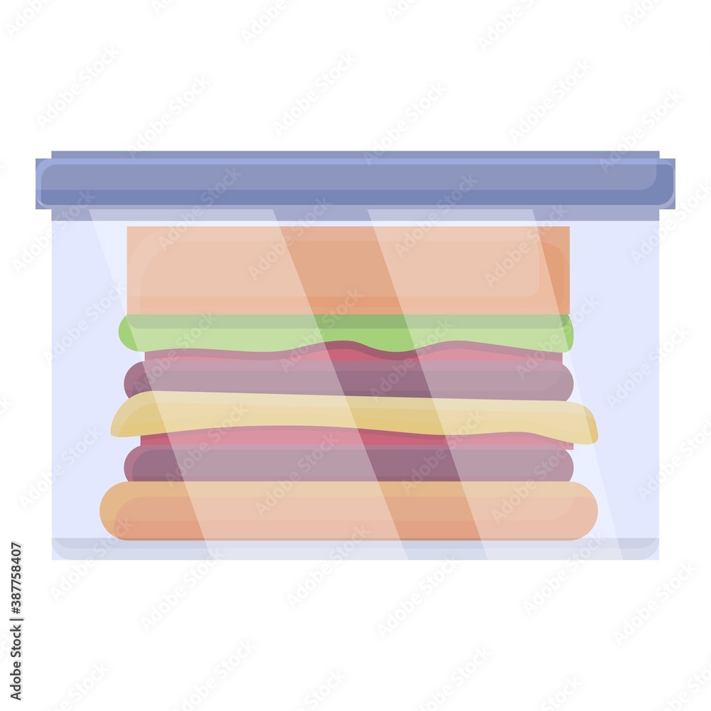 Aufkleber hamburger in lunch box icon. cartoon of hamburger in lunch box vector icon for web design isolated o
