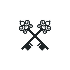 Key logo lock - vector door safe unlock symbol password safety home secure open protection close padlock code privacy gate vintage keyword keyhole property ornament