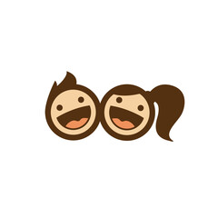 Kids logo - children happy girl boy kids play joy cute cheerful young cartoon character friends kindergarten smile school vector education baby 