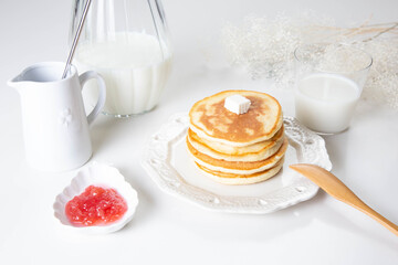 甘いパンケーキとジャム
