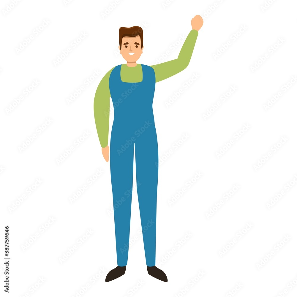 Poster cheerful auto mechanic icon. cartoon of cheerful auto mechanic vector icon for web design isolated o