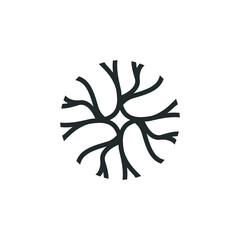 Neuron logo - brain cell science nerve biology neurology medical nervous neural network receptors mind square intelligence connection mental health memory