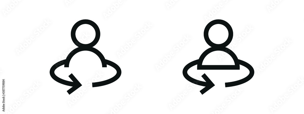 Aufkleber refresh, user rotate icon, person rotation symbol