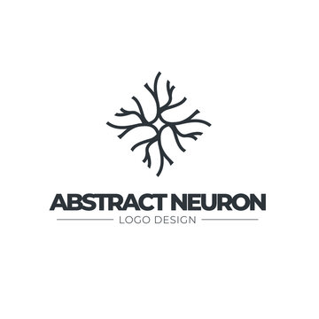 Neuron logo - brain cell science nerve biology neurology medical nervous neural network receptors mind square intelligence connection mental health memory