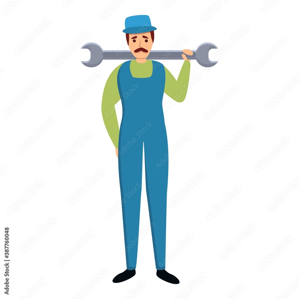 Poster working mechanic icon. cartoon of working mechanic vector icon for web design isolated on white back