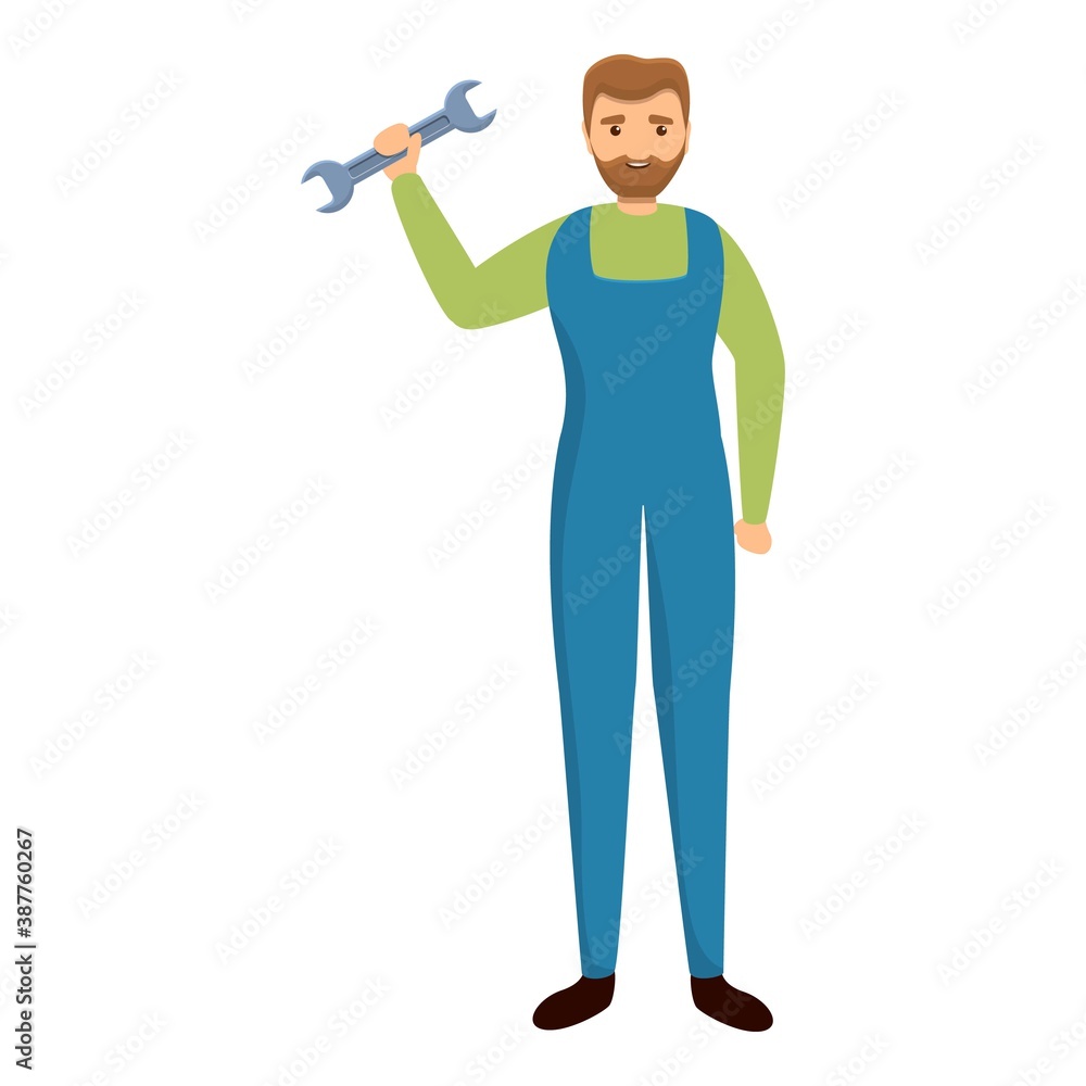 Poster repairman with tool icon. cartoon of repairman with tool vector icon for web design isolated on whit