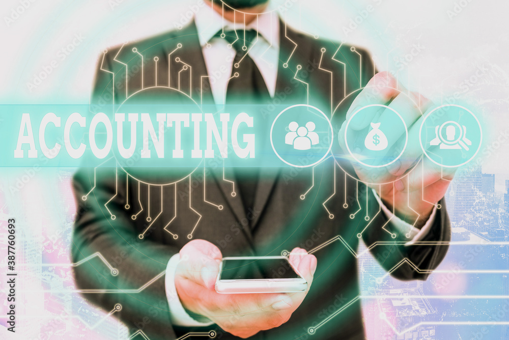 Aufkleber text sign showing accounting. business photo showcasing system of summarizing business and financial