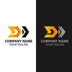 Fototapeta premium Initial Letter D Logo. Red Shape D Letter with Negative Space Right Up Arrow inside isolated on White Background