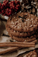 Winter still life freshly baked homemade cookies