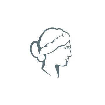 Venus sculpture logo design - antique art statue Greek face woman beauty vintage