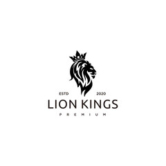 Lion King Logo, Lion Head and Crown Vector Inspiration