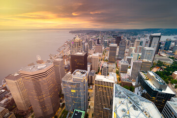 Seattle, Washington, USA Rooftop Skyline