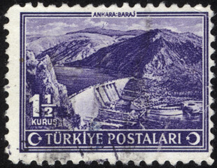 Republic of Turkey. Republic of Turkey postage stamp. Republic of Turkey historical stamp. A postage stamp printed in Republic of Turkey.