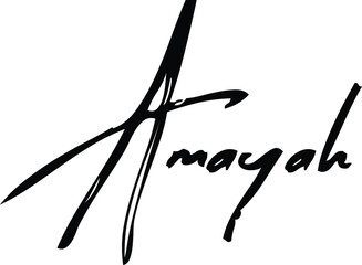 Amayah-Female Name Modern Brush Calligraphy Cursive Text on White Background
