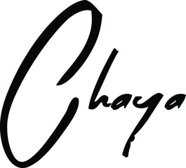 Chay-Female Name Modern Brush Calligraphy Cursive Text on White Background