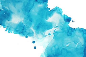 Indigo Blue Watercolor hand painting and splash abstract texture on white paper Background.