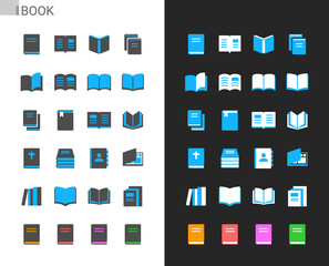 Book icons light and dark theme. Pixel perfect.