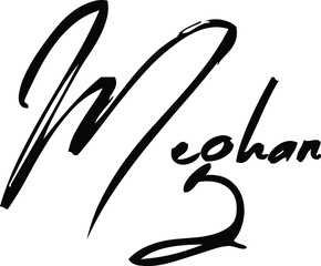 Meghan-Female Name Modern Brush Calligraphy Cursive Text on White Background
