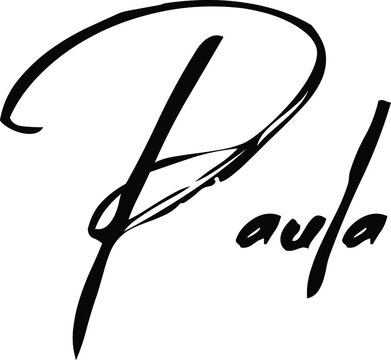 Paula-Female Name Modern Brush Calligraphy Cursive Text on White Background