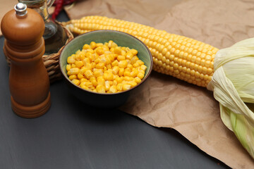 corn on the cob on table