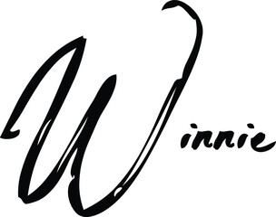 Winnie-Female Name Modern Brush Calligraphy Cursive Text on White Background