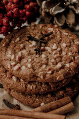Winter still life freshly baked homemade cookies
